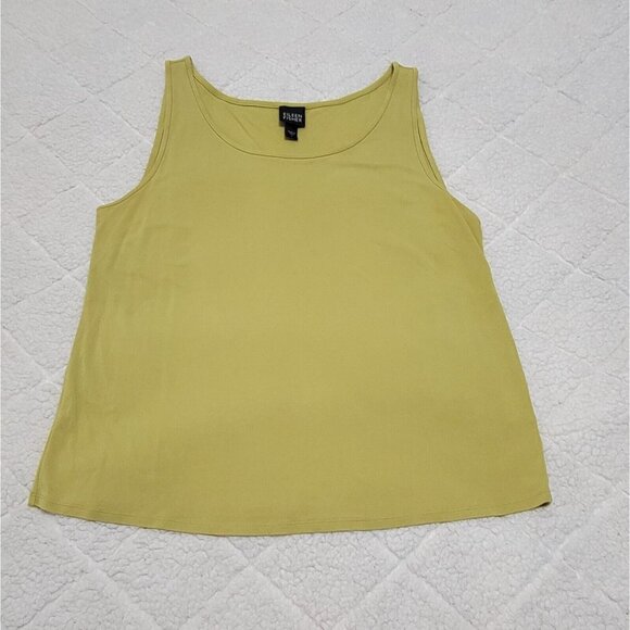 Eileen Fisher Women's Green Sleeveless Tank‎ Top Scoop Neck Silk Size Large - Picture 4 of 9
